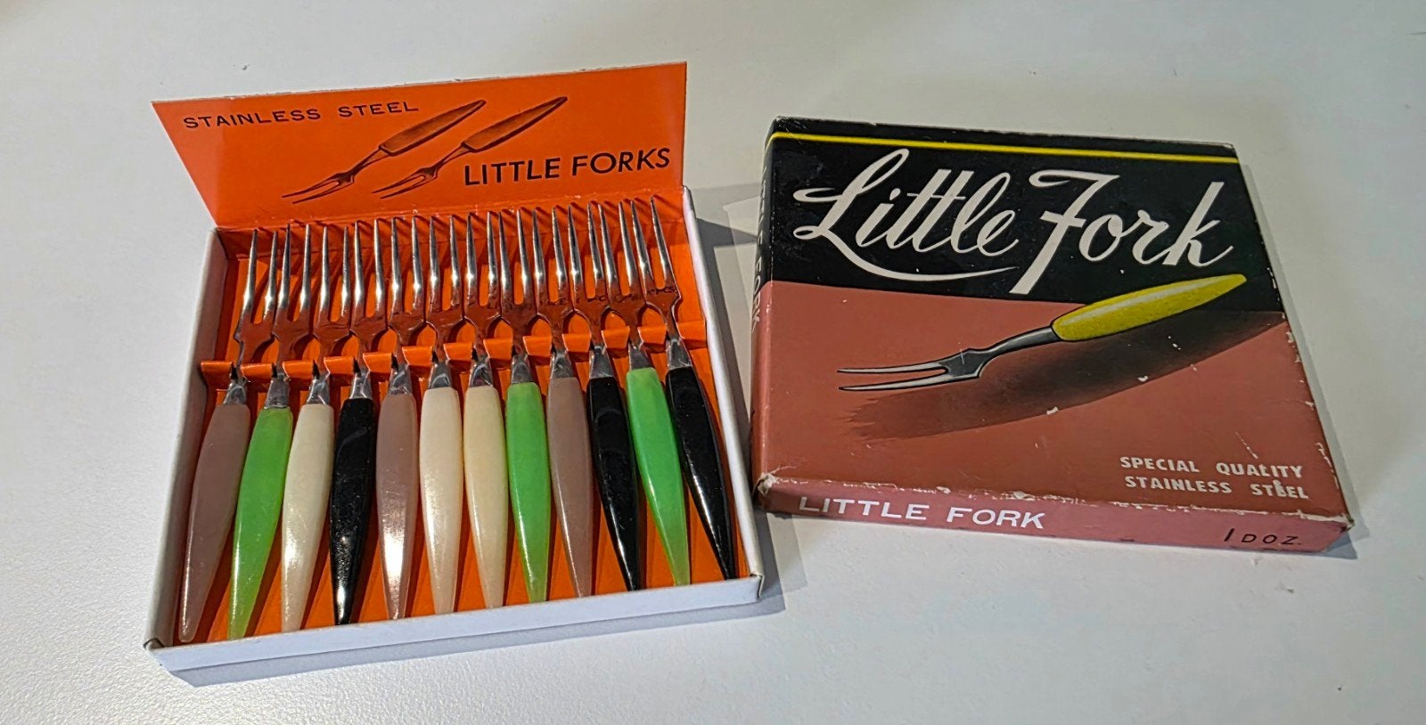 Vintage ‘Little Fork’ cocktailvorkjes (set van 12) Jaren 60, Antiek en Kunst, Ophalen