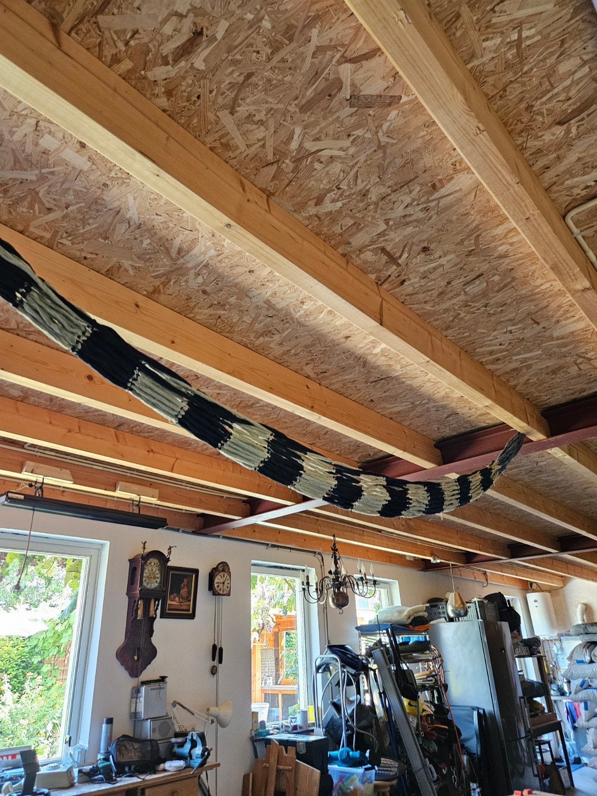 Comfortabele hangmat, zwart-wit gestreept, Tuin en Terras, Hangmatten, Ophalen of Verzenden, Gebruikt, Eenpersoons, Binnen