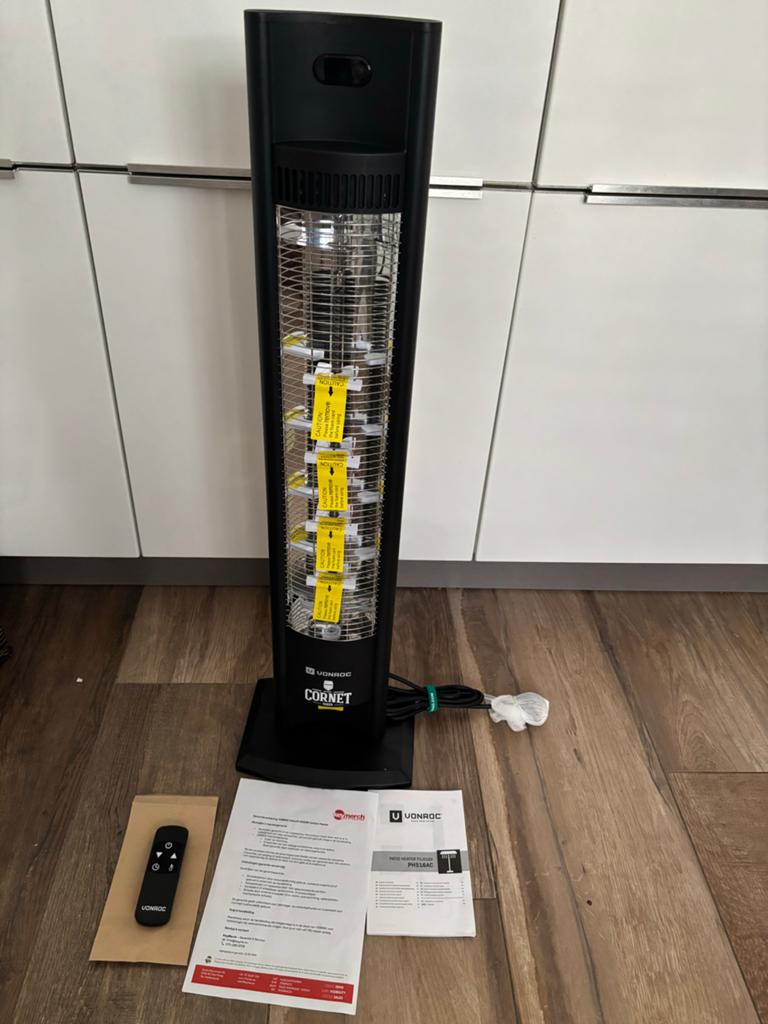 New: VONROC Filicudi 2000W Heater Terrasverwarmer Cornet, Elektrisch, Nieuw, Ophalen of Verzenden, Waterbestendig