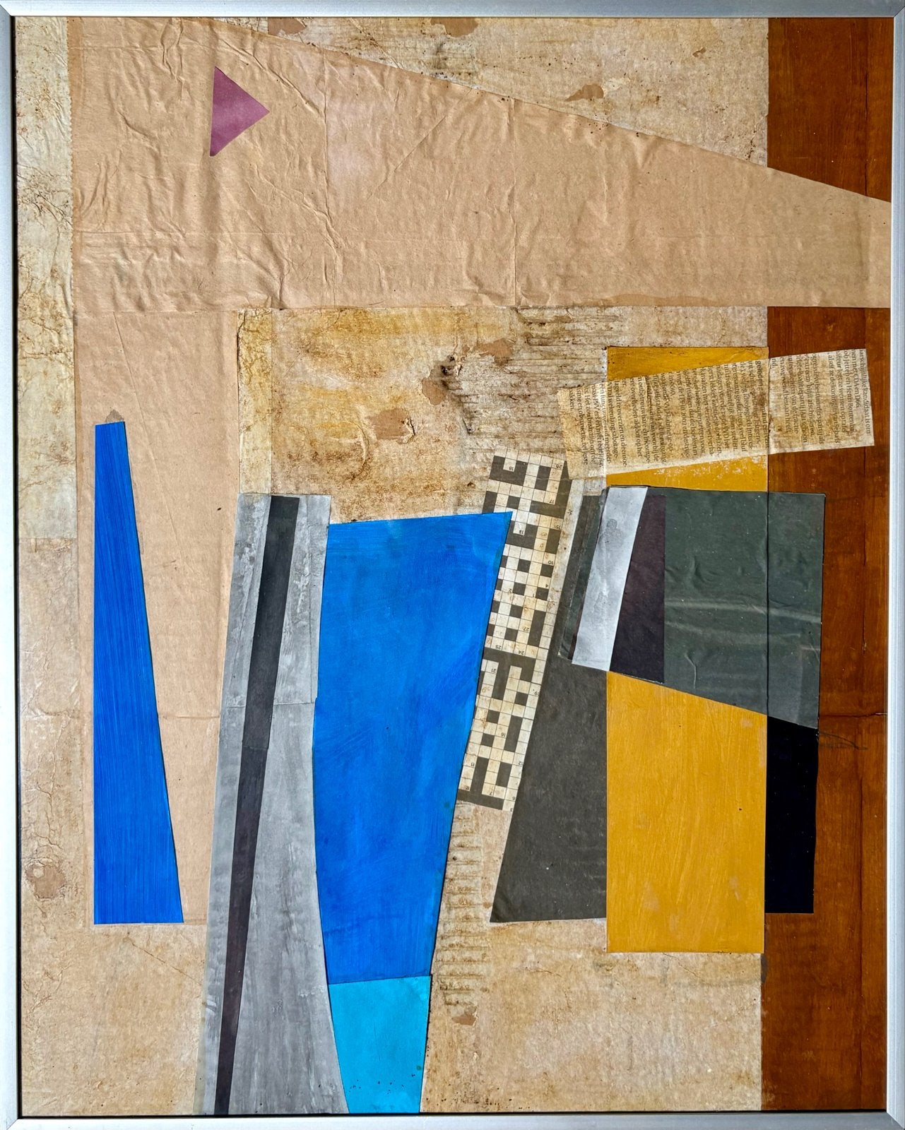 Abstracte collage met acrylverf, 50x40 cm, Ophalen of Verzenden