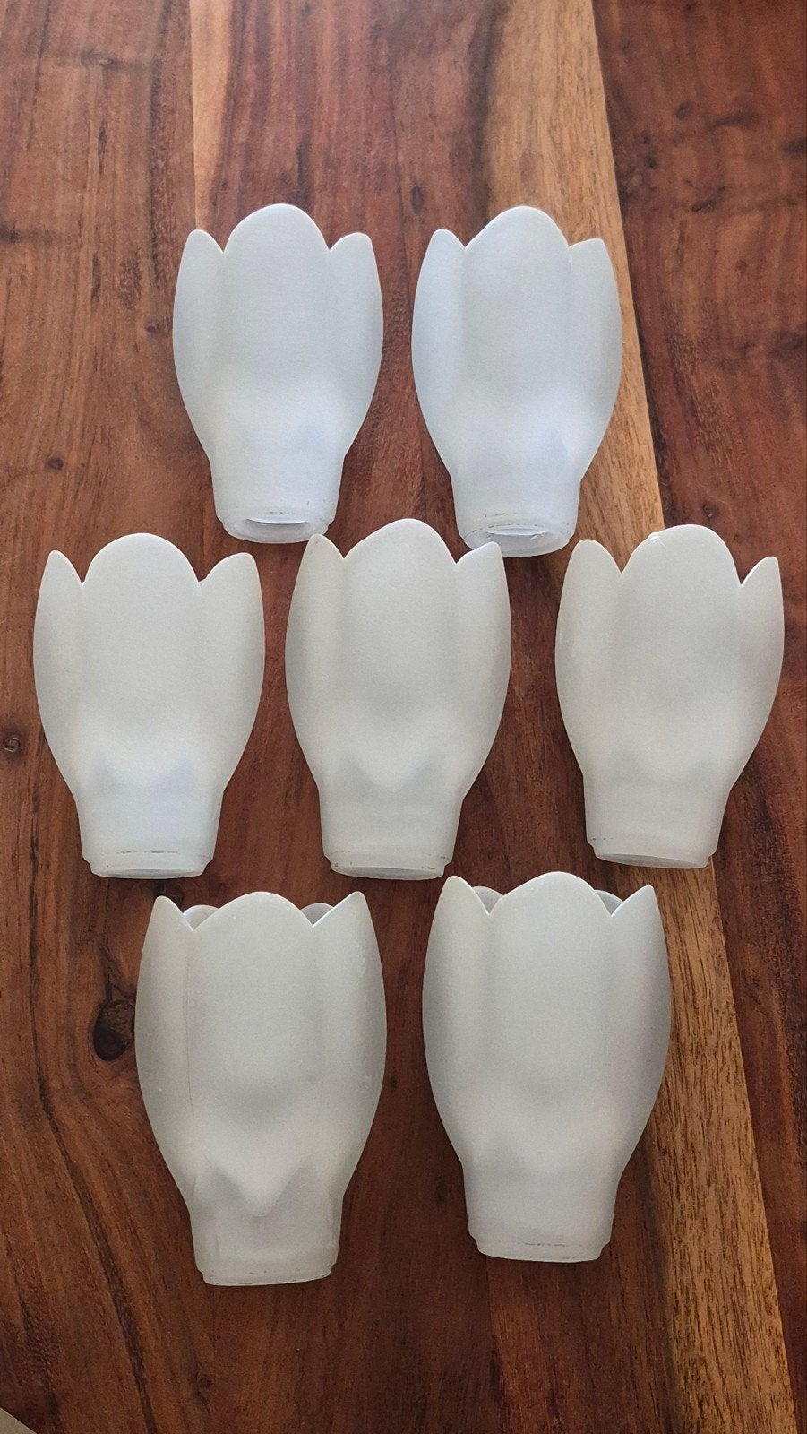 7 lampen , melglas, tulpen., Ophalen of Verzenden, Gebruikt, E14 (klein), Overige typen