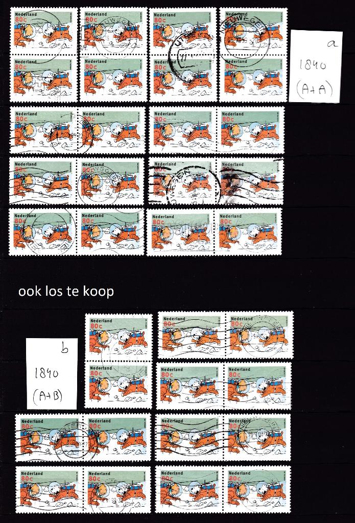 9785) Nederland 1840 strippostzegels kuifje 1999, Ophalen of Verzenden