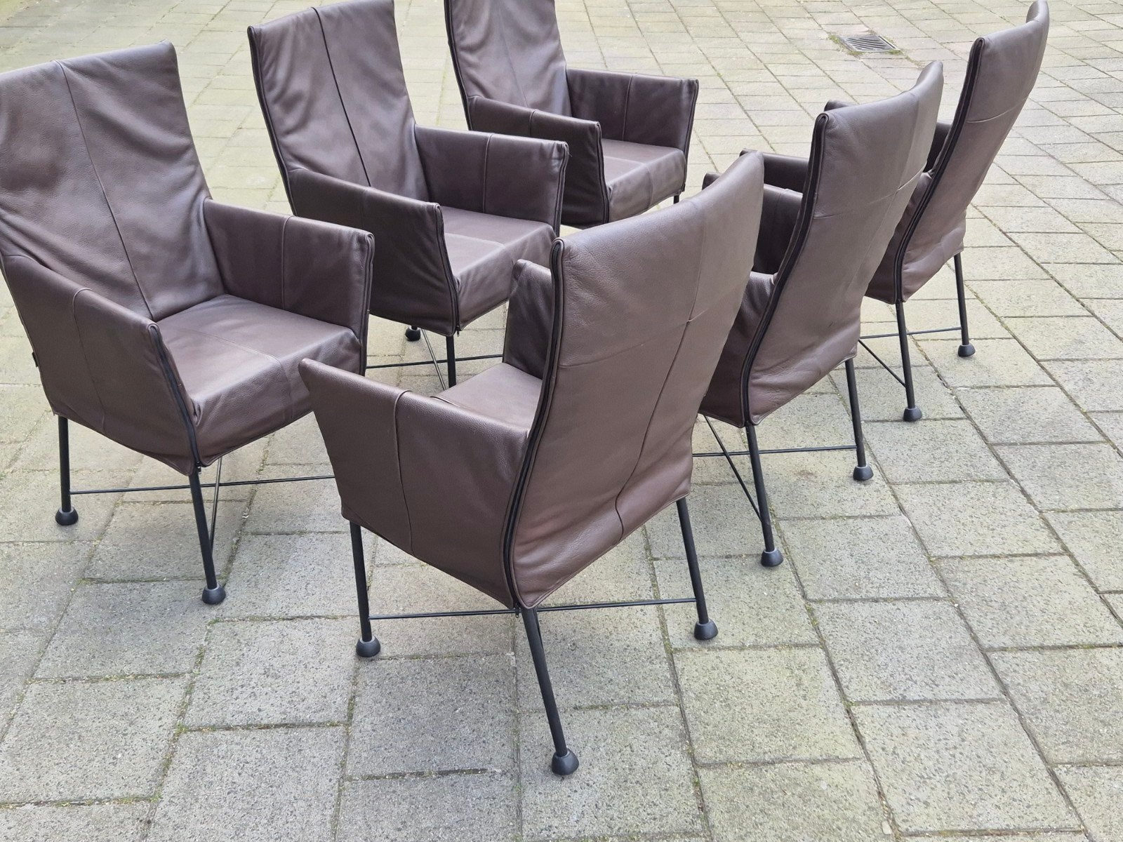 6 Prachtige Montis Chaplin Design stoelen Donkerbruin leer, Huis en Inrichting, Ophalen, Montis Chaplin charly rolf benz metaform