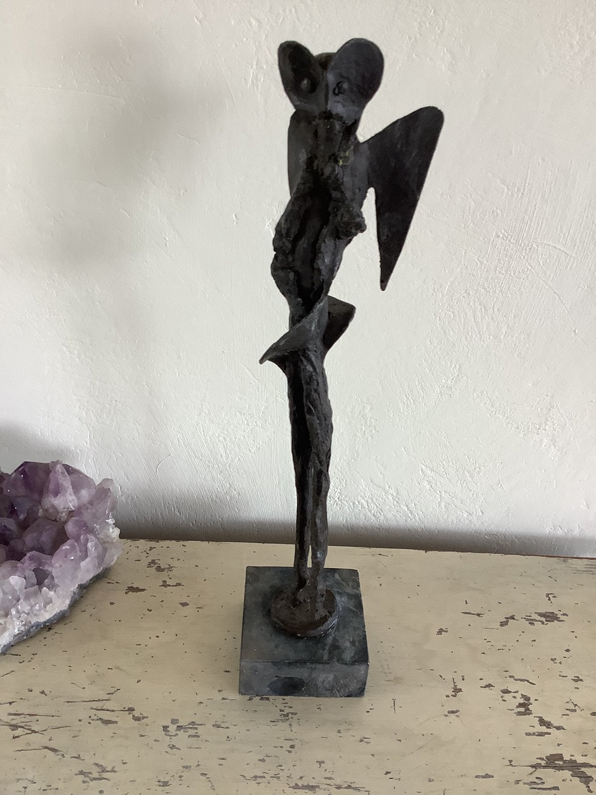 Bronzen beeld ‘Uil met jong’ van Klaas van den Berg., Ophalen of Verzenden