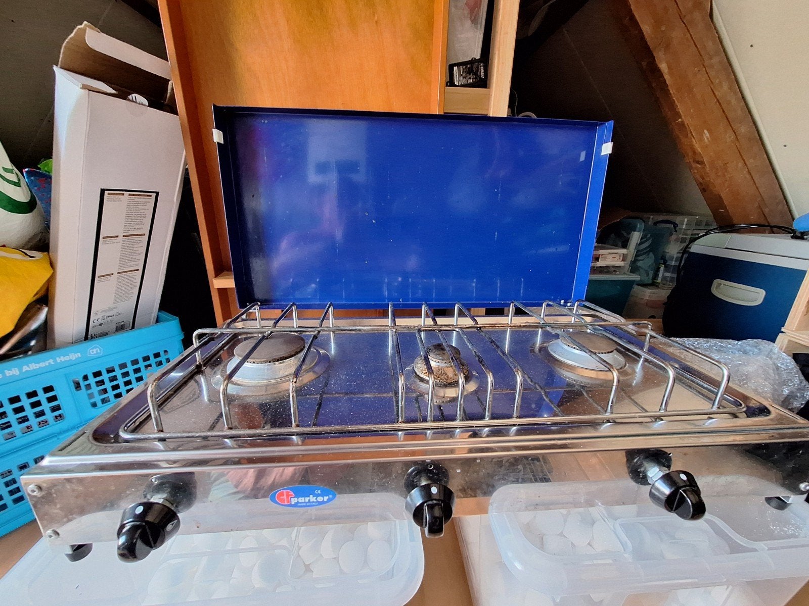 Parker 3-pits gasfornuis - Ideaal voor camping/boot, Ophalen of Verzenden, Gebruikt