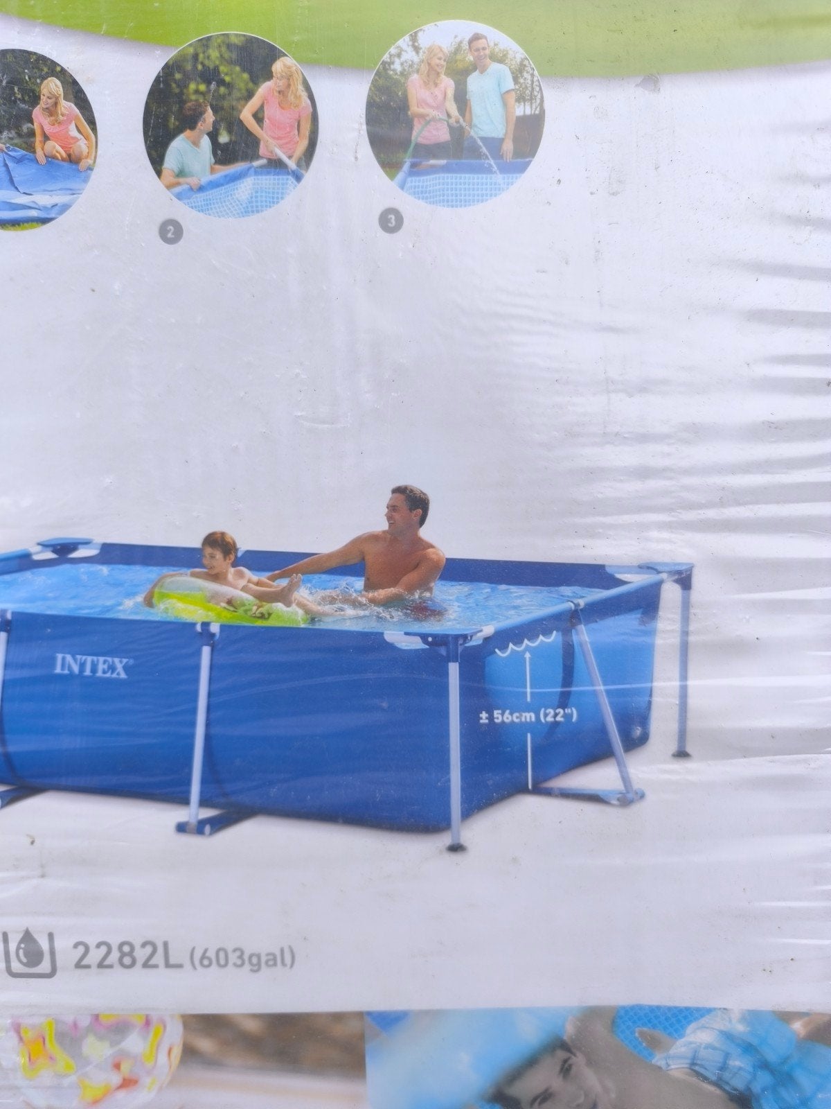 Intex Rectangular Frame Zwembad met Filterpomp, Tuin en Terras, Zwembaden, Gebruikt, Opzetzwembad, Minder dan 80 cm, 200 tot 400 cm