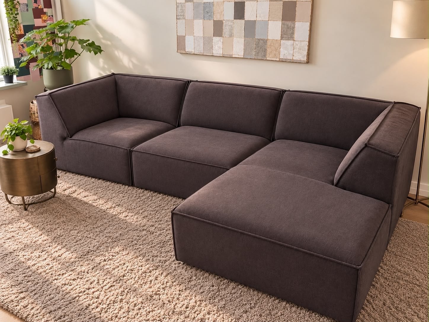 Baricci Modulaire Elementenbank - Chocoladebruin, Ophalen, Gebruikt, Hoekbank, 300 cm of meer
