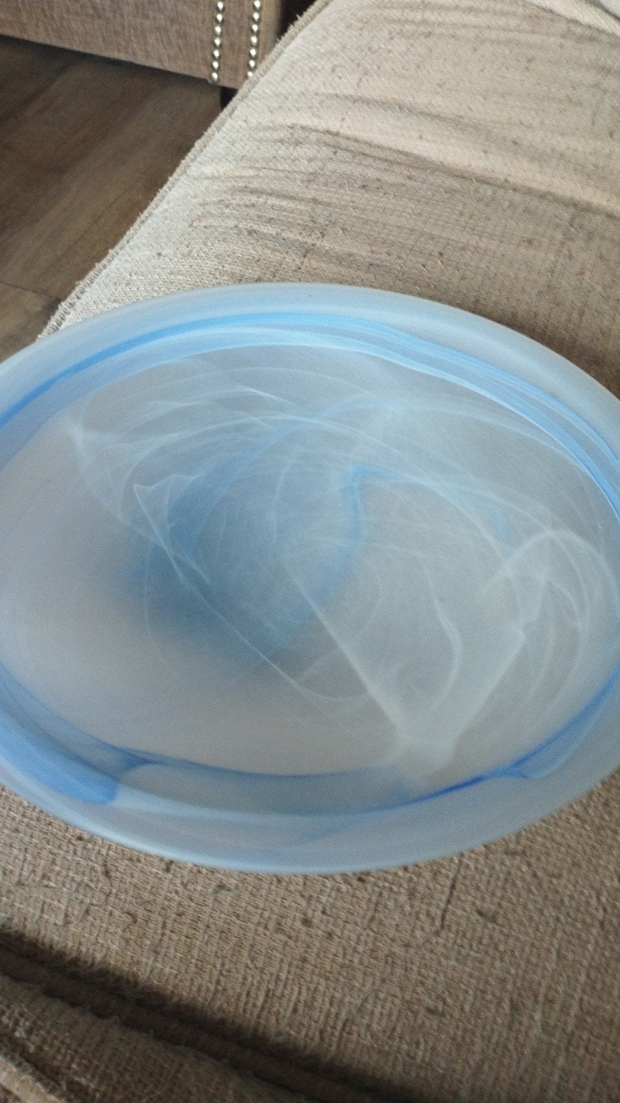 Glazen kap voor plafonnière - Blauw/Wit gemarmerd, Ophalen of Verzenden, Gebruikt, Glas, Meerkleurig
