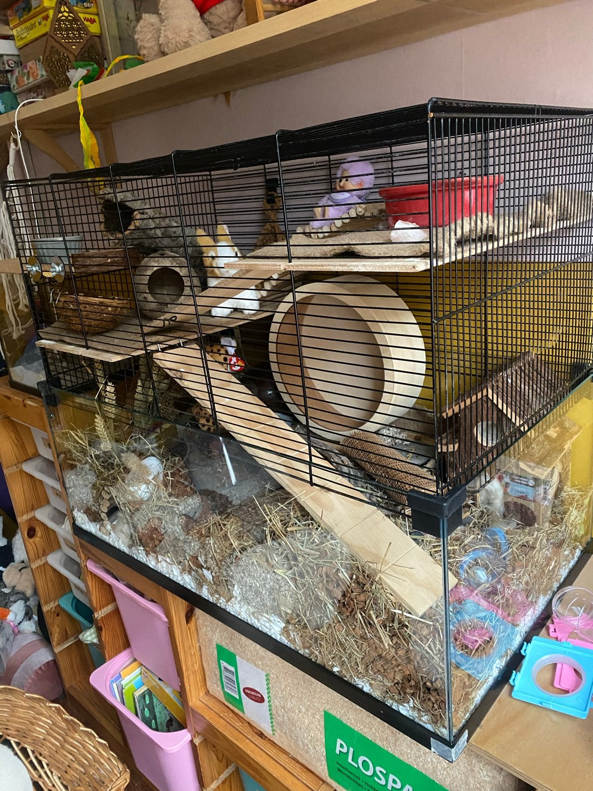 Hamsterhok met graaf gedeelte, Dieren en Toebehoren, Ophalen, Kooi, Gebruikt, 60 tot 90 cm