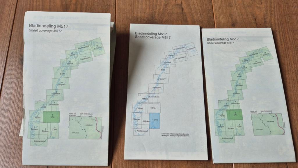 3 x Topografische stafkaarten Noorwegen, 1800 tot 2000, Europa Overig, Ophalen of Verzenden, Landkaart