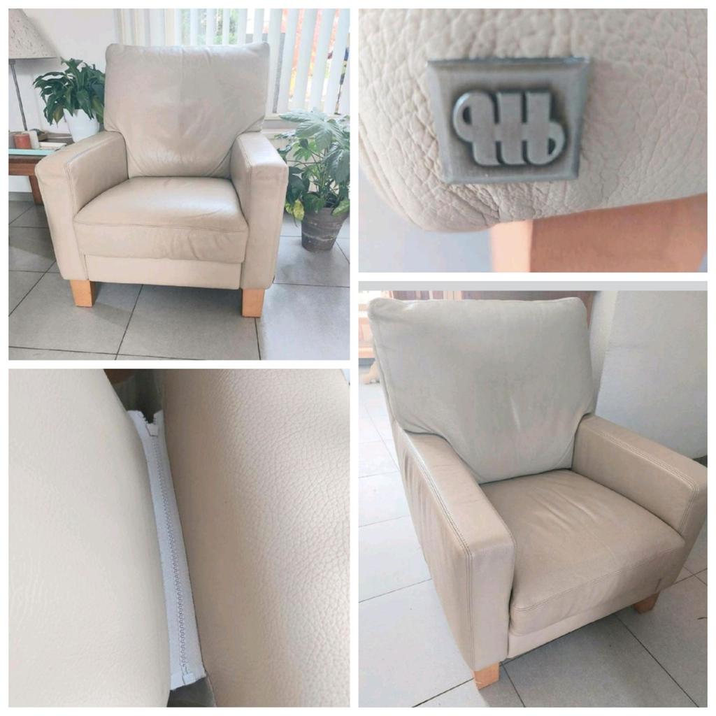 2 leren fauteuils. Licht-beige, Ophalen