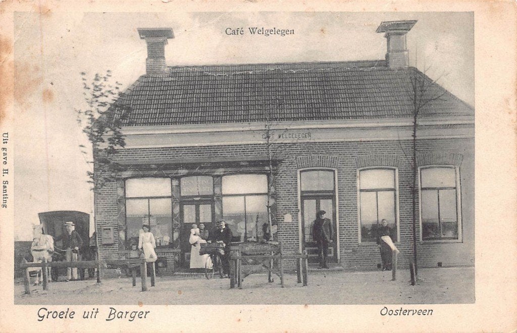 447 Groeten uit Barger Oosterveen - Café Welgelegen 1910, Ophalen of Verzenden, Voor 1920, Gelopen, Drenthe