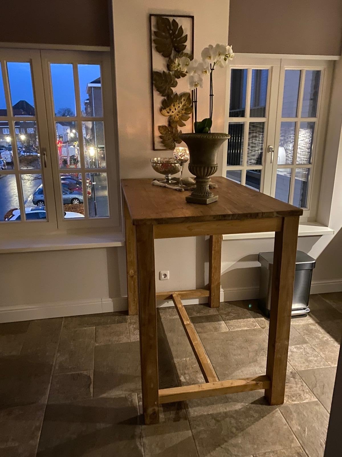 Teak Houten Bartafel - 120x80x110 cm, Huis en Inrichting, Ophalen, Gebruikt