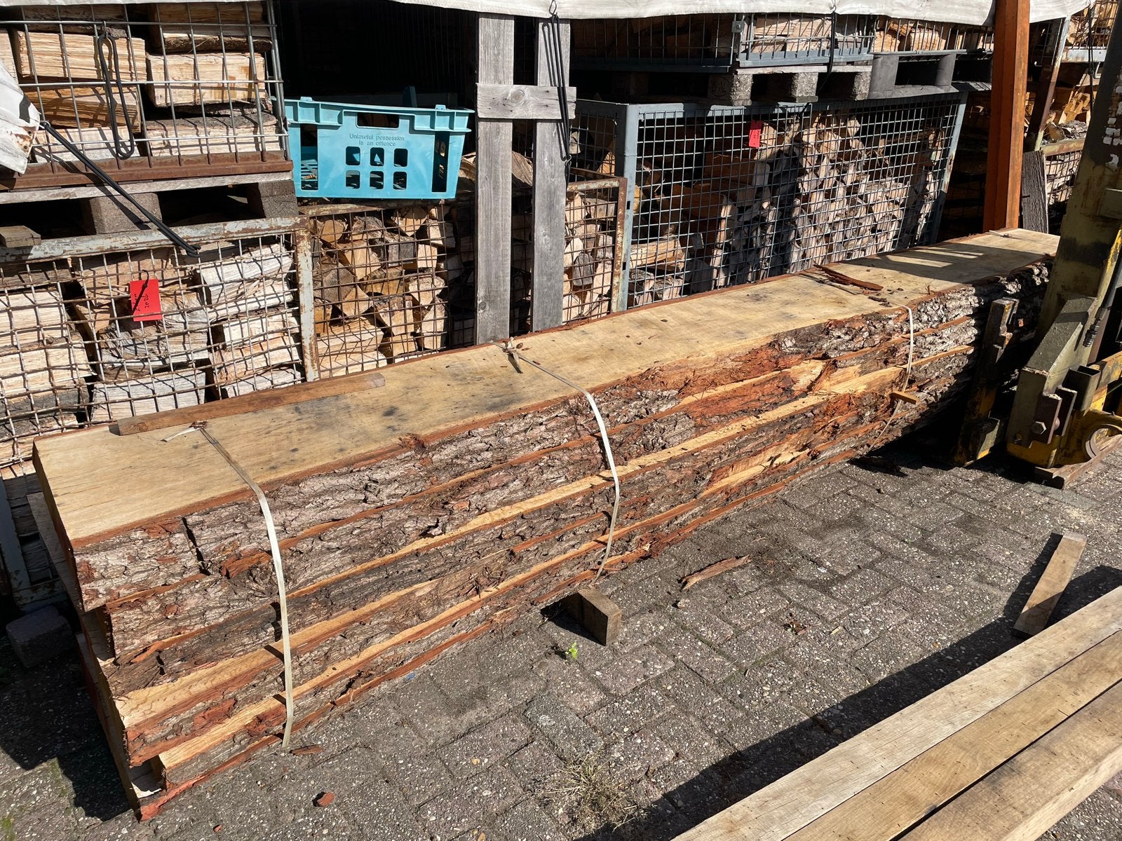 Eiken boomstam schalen - 3,7m lang, +/- 50cm breed, Ophalen, Gebruikt, Eiken, Plank