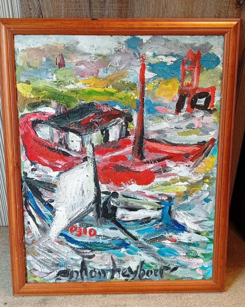 Anton Heyboer- olieverf schilderij op houtenplank, Ophalen of Verzenden