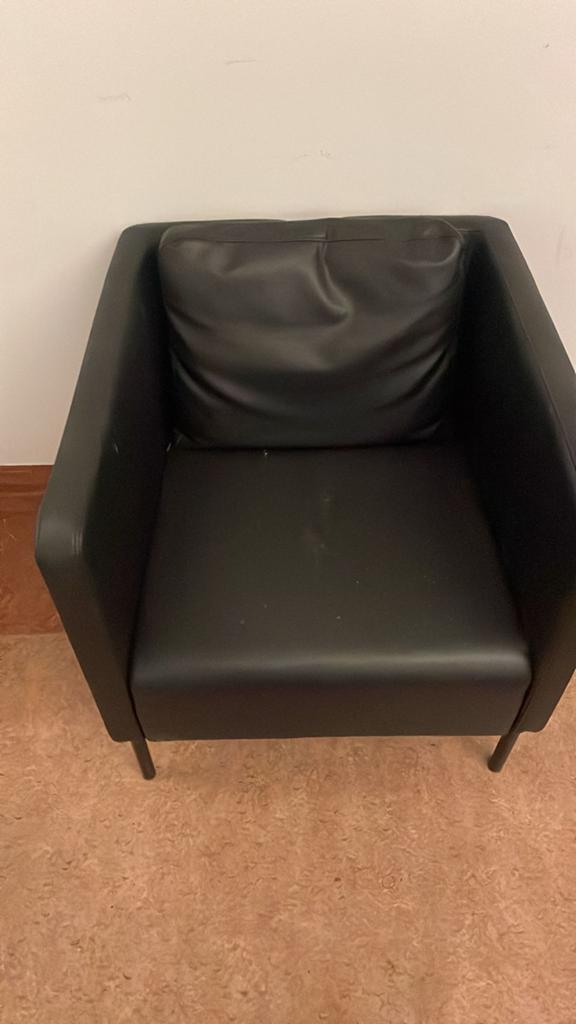 Set van 4 Zwarte Leren Fauteuils, Huis en Inrichting, Fauteuils, Gebruikt, Leer, 75 tot 100 cm, Ophalen of Verzenden