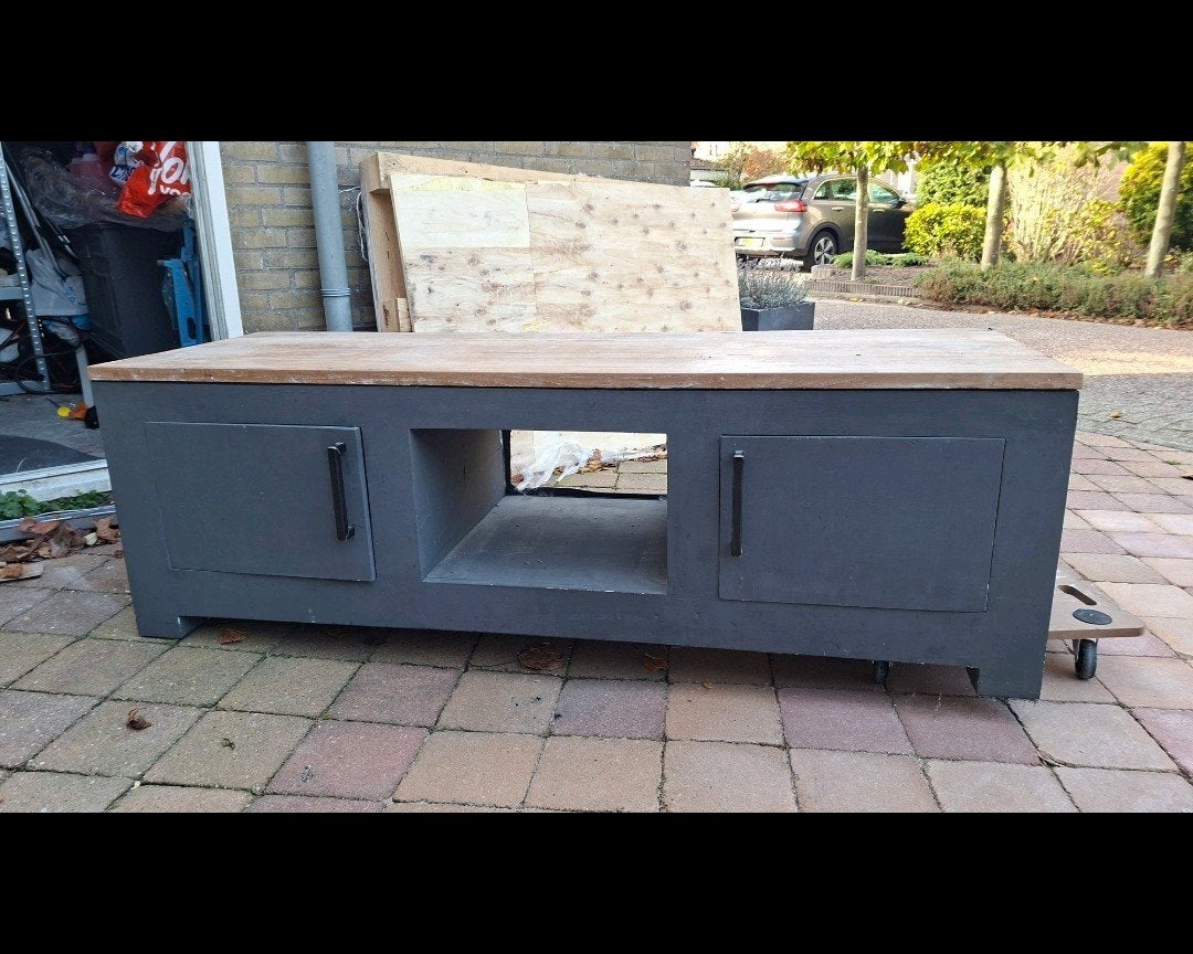 Teak tv meubel, Ophalen, Zo goed als nieuw, 25 tot 50 cm, 150 tot 200 cm