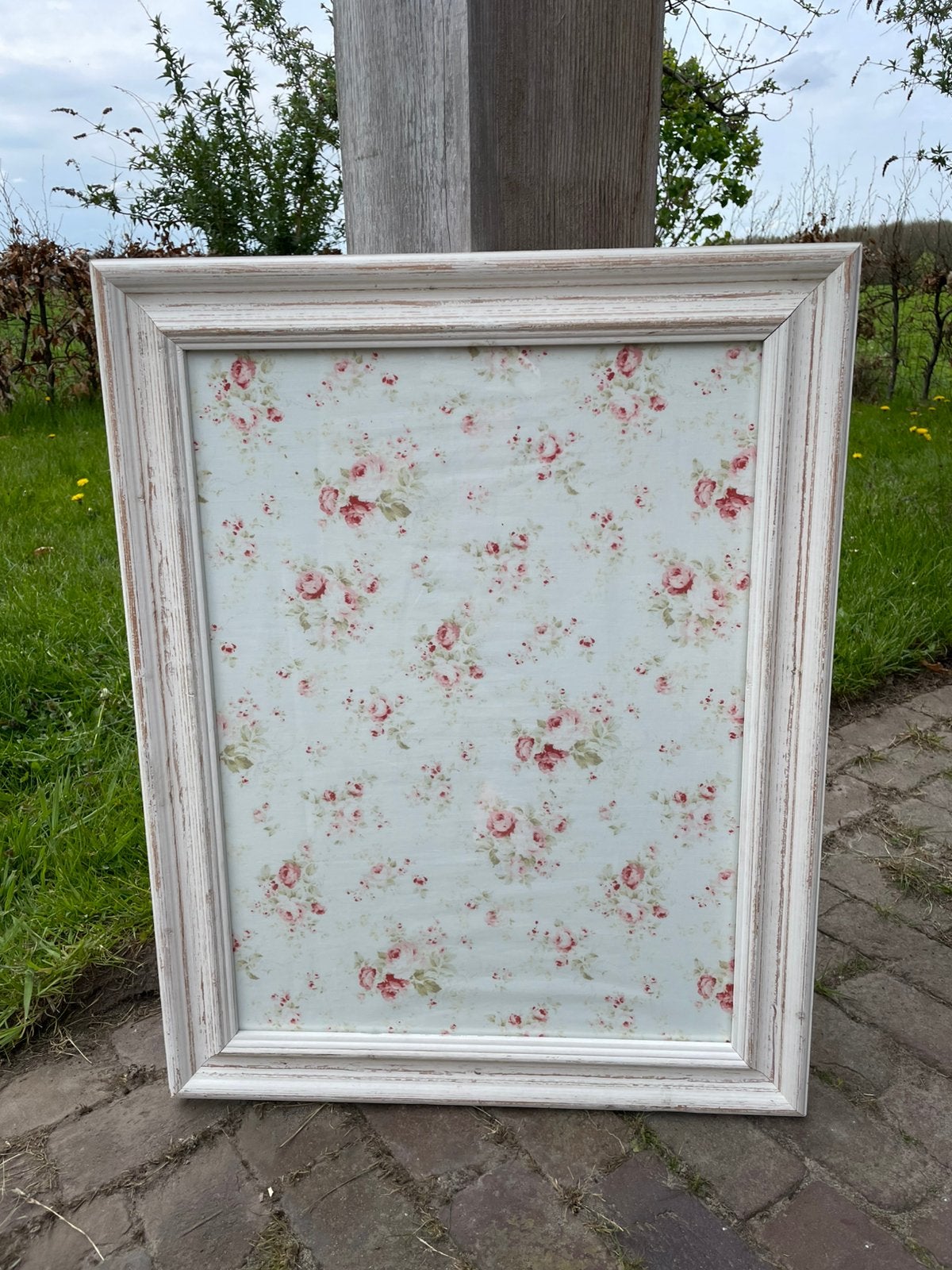 Brocante lijst met bloemetjesdecoratie, Ophalen, Gebruikt, Hout