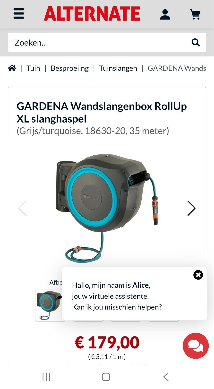 Gardena Wandslangenbox RollUp XL - 35 meter, Ophalen of Verzenden, Nieuw, Tuinslanghaspel