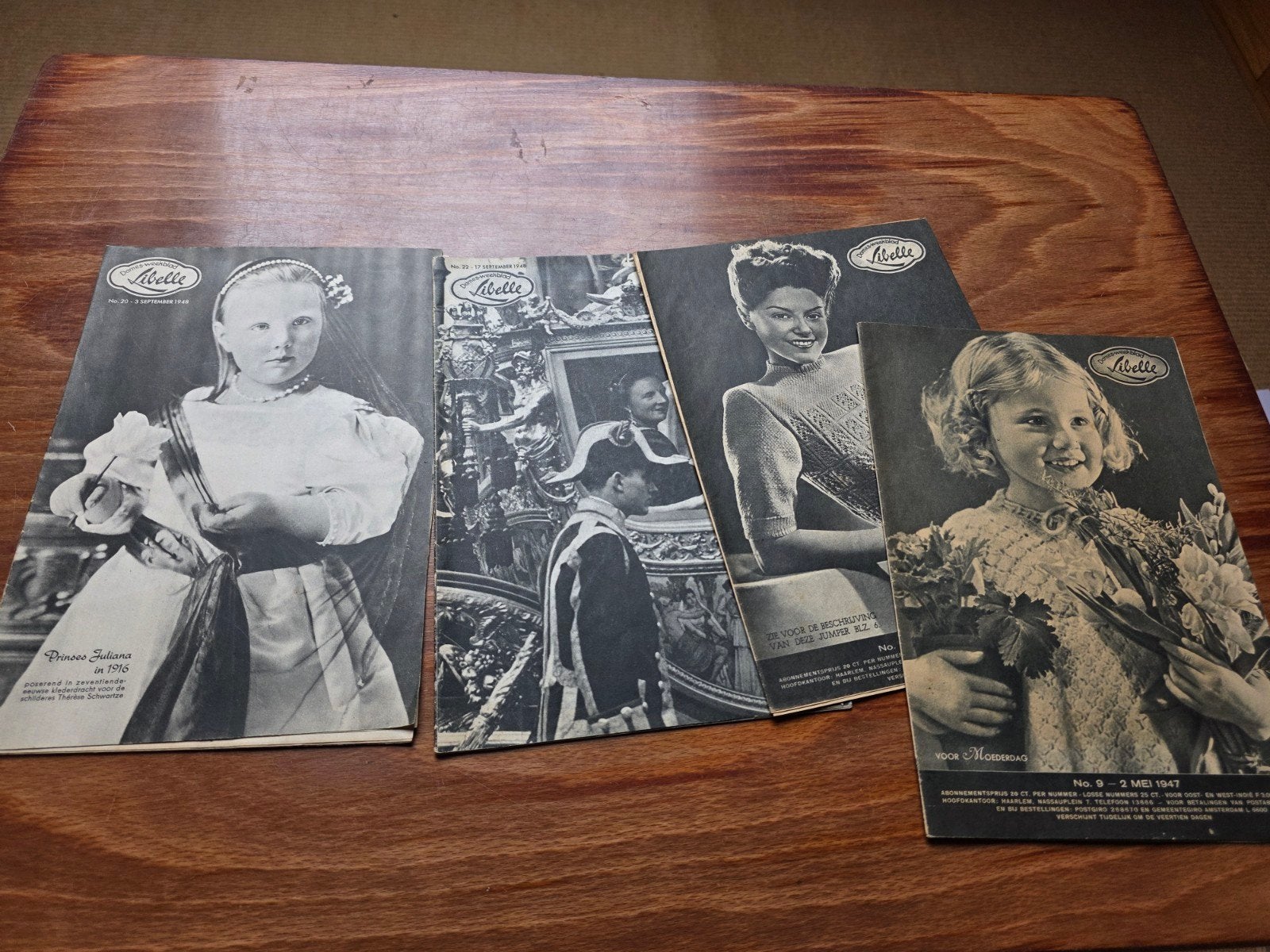 Set 4x Libelle 1947-1948 - Troonswisseling Juliana, Verzamelen, Ophalen of Verzenden, 1940 tot 1960, Tijdschrift