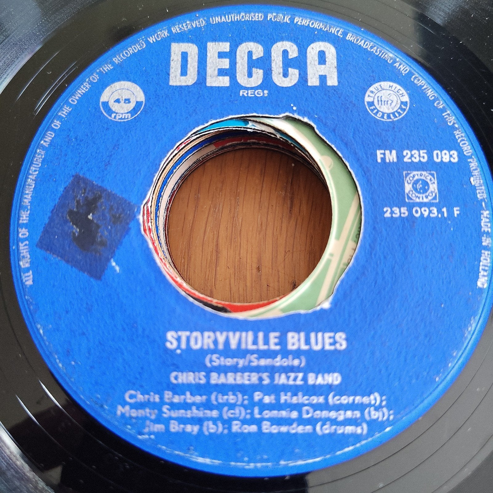 Chris Barber's Jazz Band - Ice Cream / Storyville Blues, Cd's en Dvd's, Gebruikt, 7 inch, Ophalen of Verzenden, EP