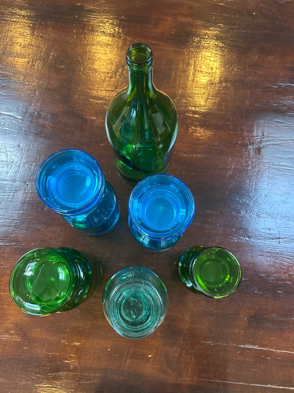 Set van 6 vintage glazen flessen en potten, Ophalen of Verzenden