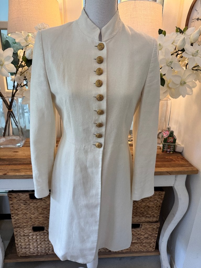 Chique, Ecru-Crème, linnen 3/4 blazer Mark 36/S, ZGAN., Verzenden, Wit, Zo goed als nieuw, Jasje