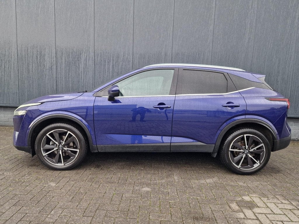 Nissan Qashqai 1.3 MHEV Xtronic Tekna Plus, Auto's, Nissan, 12 maanden, Zwart, Blauw, Leder