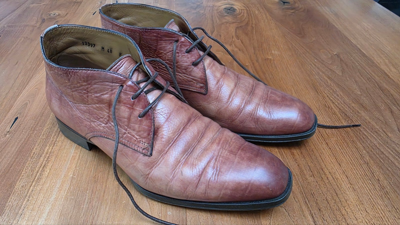 Stijlvolle bruine leren SANTONI veterschoenen, maat 7,5, Bruin, Ophalen of Verzenden, Santoni, Gedragen