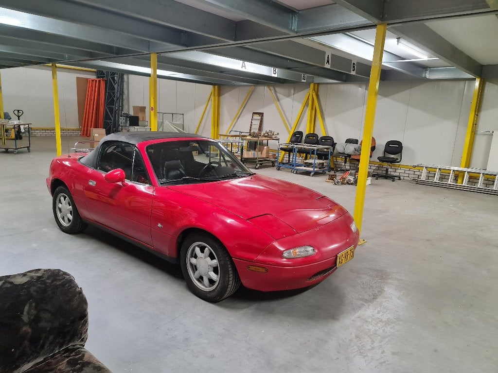 Mazda MX-5 1.6 Miata U9 1991 Rood, Auto's, Achterwielaandrijving, Zwart, 4 cilinders, Cabriolet