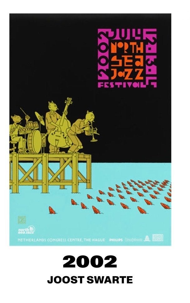 North Sea Jazz Festival 2002 Artposter - Joost Swarte, Ophalen of Verzenden, A1 t/m A3, Muziek, Rechthoekig Staand