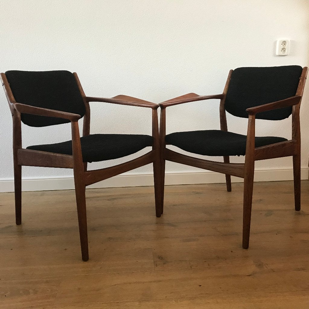4 Arne Vodder Sibast 51A teak stoel fauteuil chair vintage, Gebruikt, Bruin, Ophalen of Verzenden, Nvt