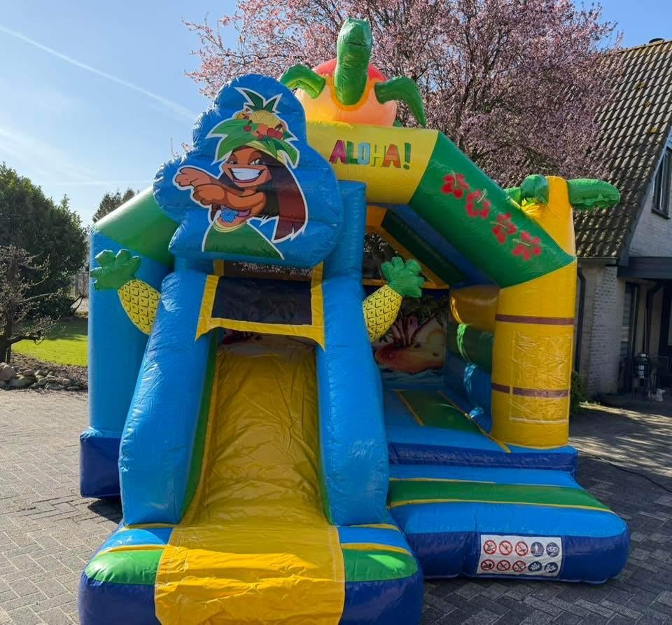 Springkussen te huur Hawai met glijbaan, Ophalen, Gebruikt, Overige