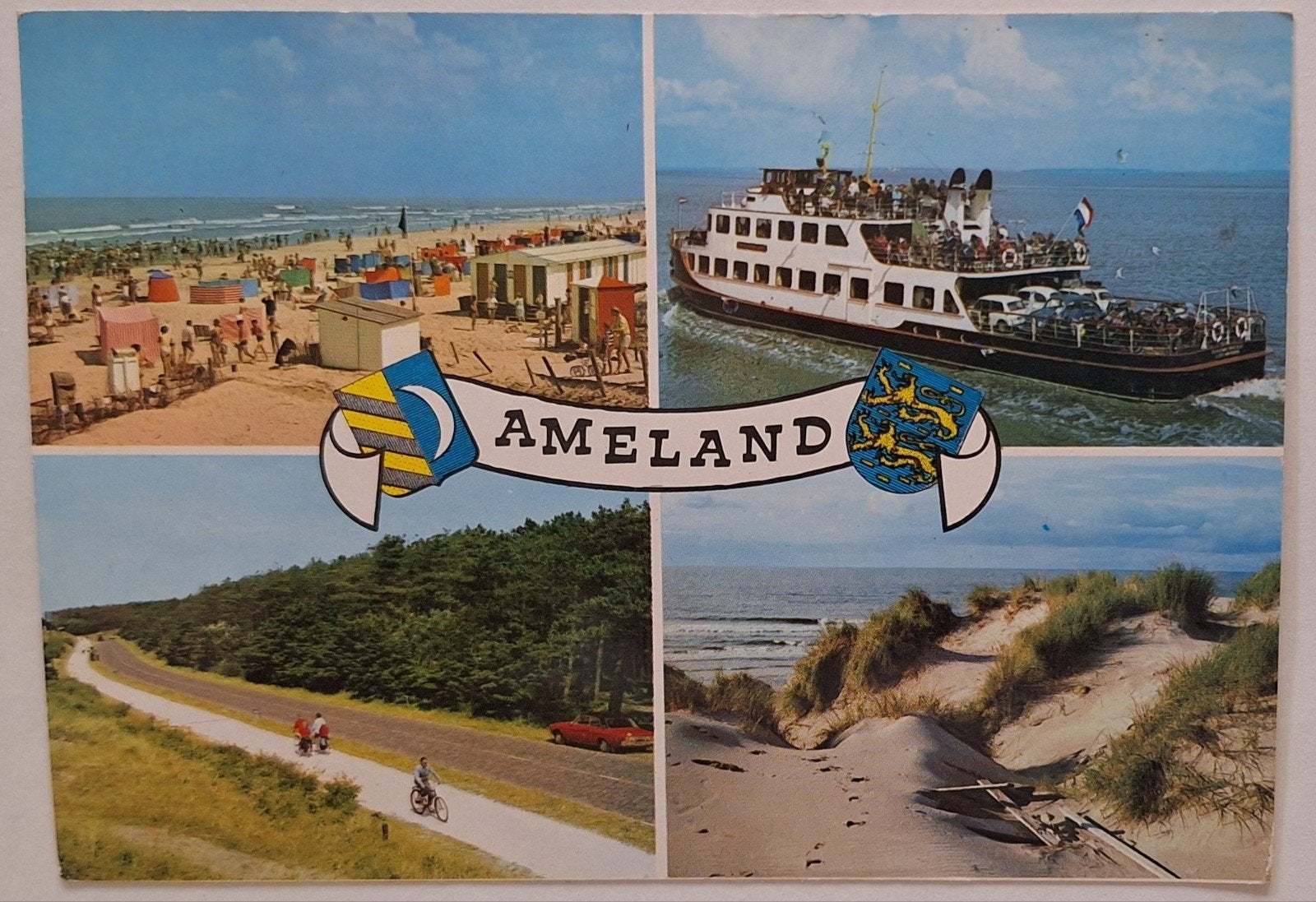 Ansichtkaart Ameland - Strand, veerboot, duinen (1960-1980), Ophalen of Verzenden