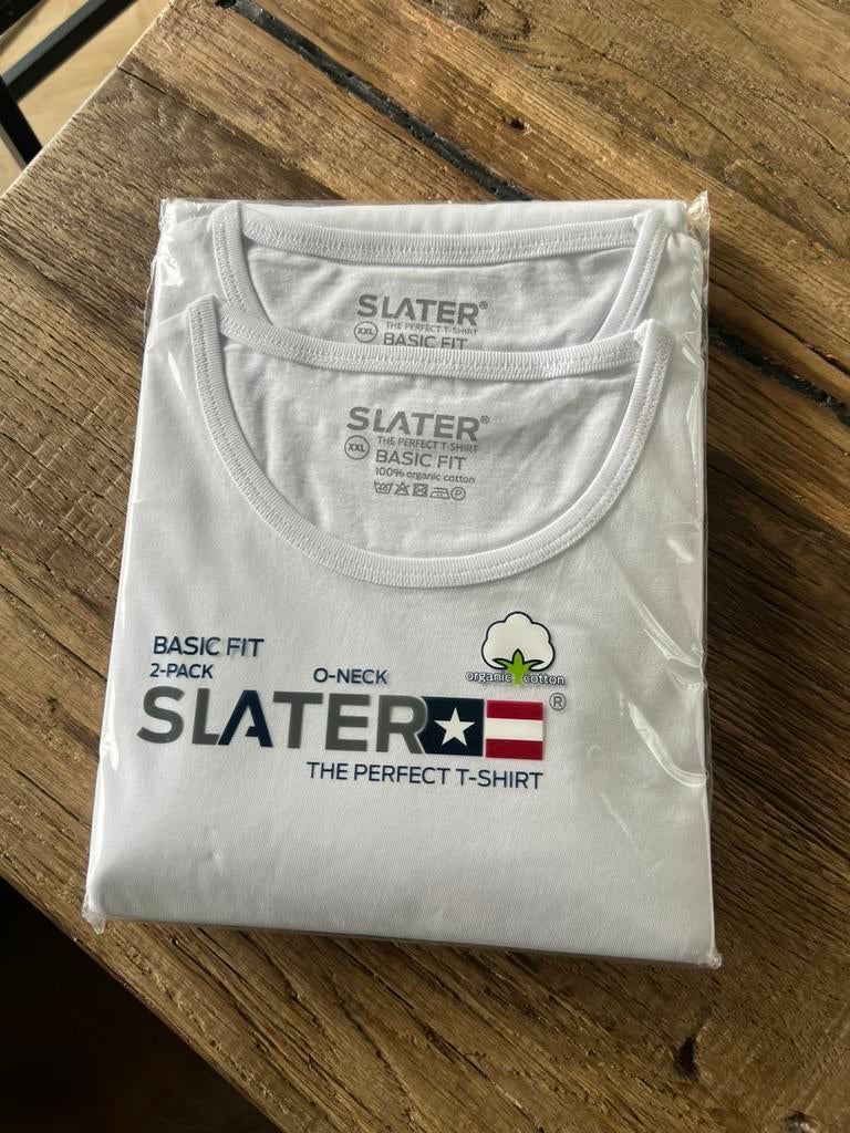 “Slater” t-shirts wit  2 stuks   Maat XXL    Nieuw, Kleding | Heren, T-shirts, Ophalen of Verzenden, Nieuw, Overige maten, Wit