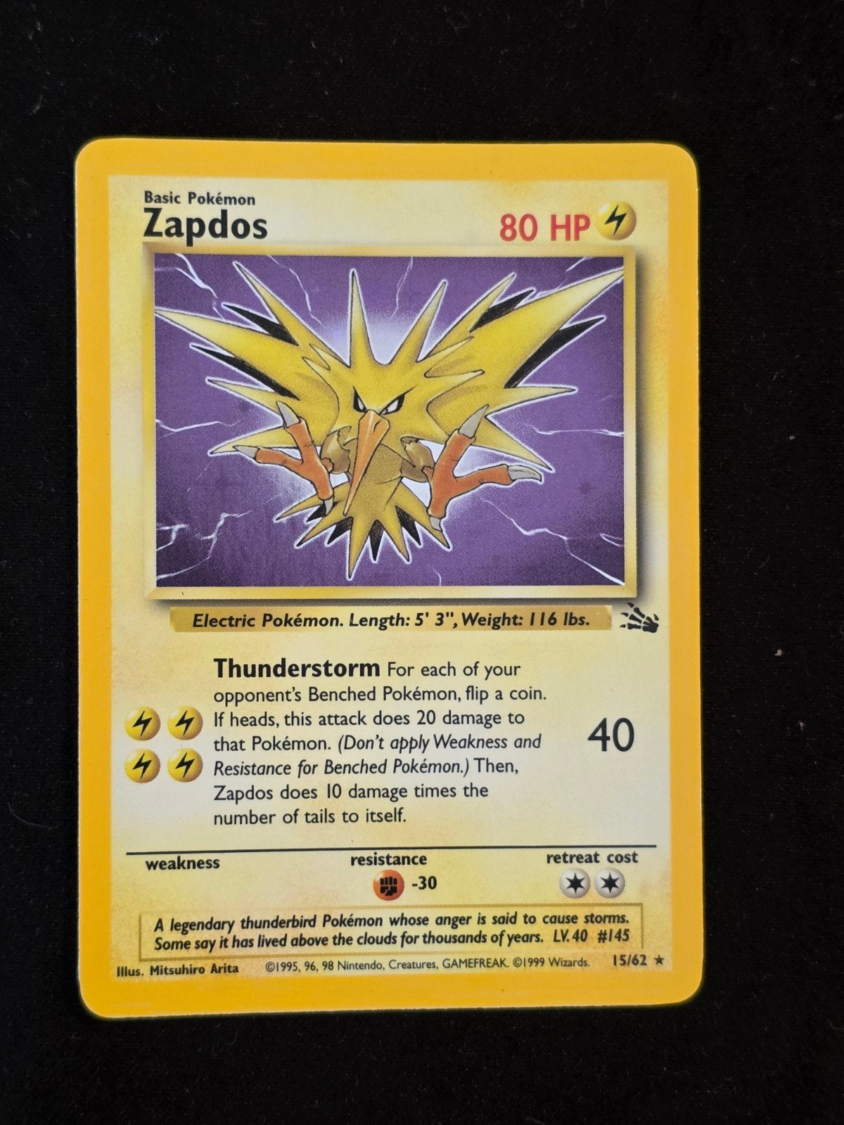 zapdos  15/62 Fossil Holo, Verzenden, Zo goed als nieuw, Losse kaart, Foil