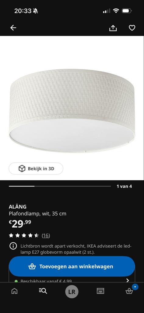 IKEA Alang plafondlamp - Zo goed als nieuw, Huis en Inrichting, Ophalen, Zo goed als nieuw