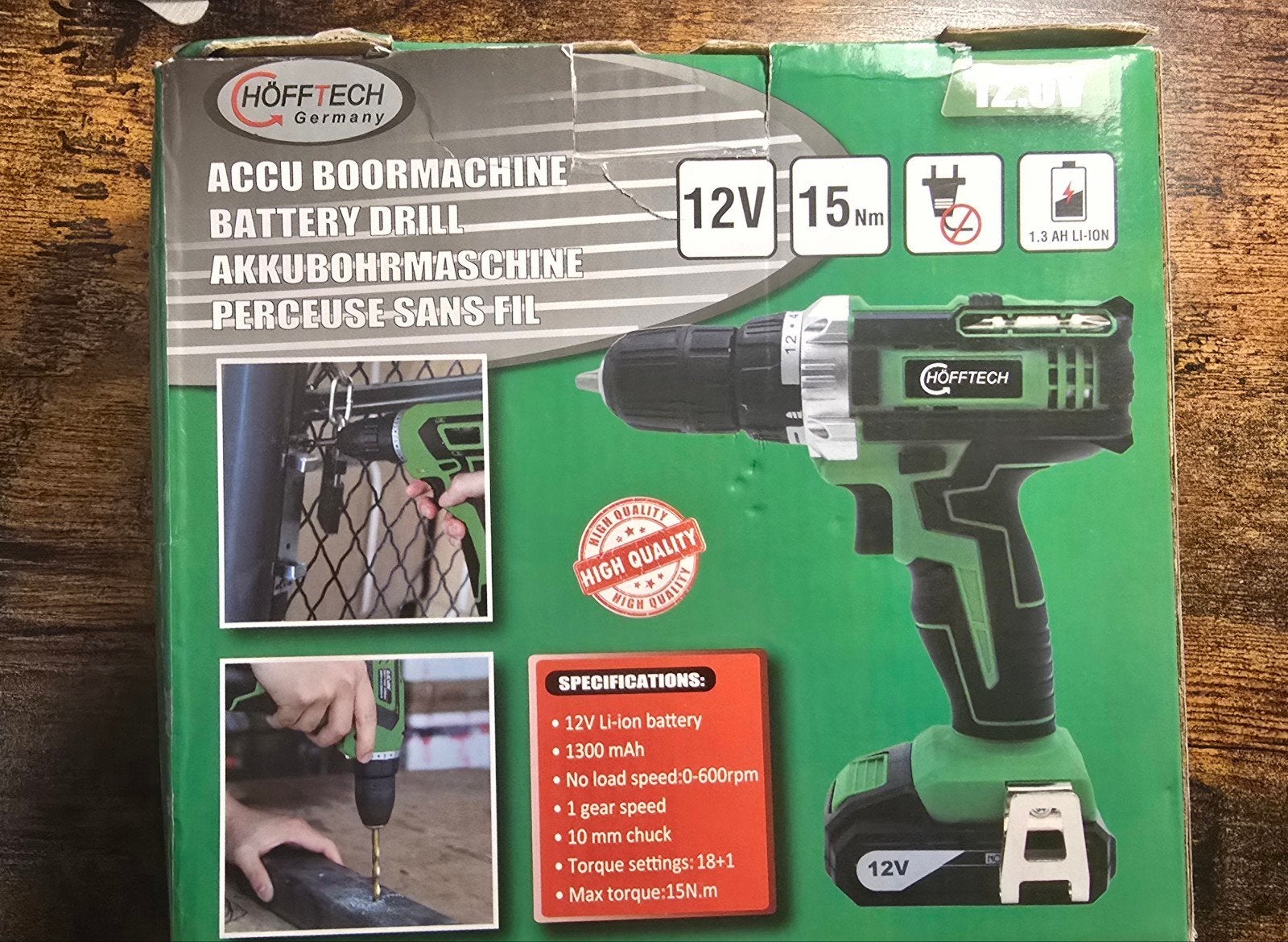 Nieuw! Höfftech 12V Accuboormachine (Upgraded: 2.1Ah / 20A), Ophalen of Verzenden, Nieuw, Boor- en Schroefmachine