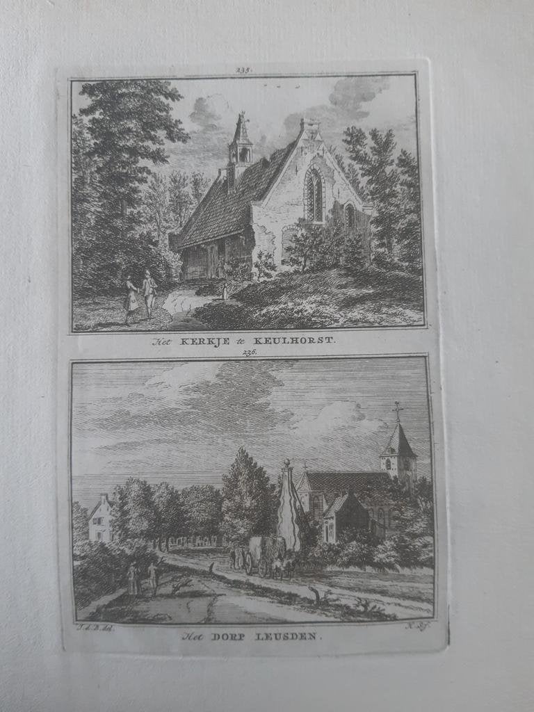 235-236 / Kerk Keulhorst en Dorp Leusden Kopergravure 1773, Antiek en Kunst, Antiek | Boeken en Bijbels, Ophalen of Verzenden