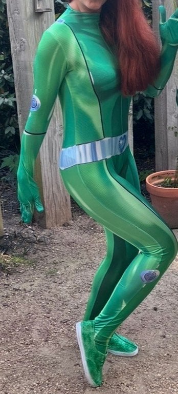 Totally Spies Sam Kostuum - Groen Catsuit, Ophalen of Verzenden, Zo goed als nieuw, Pak of Jurk