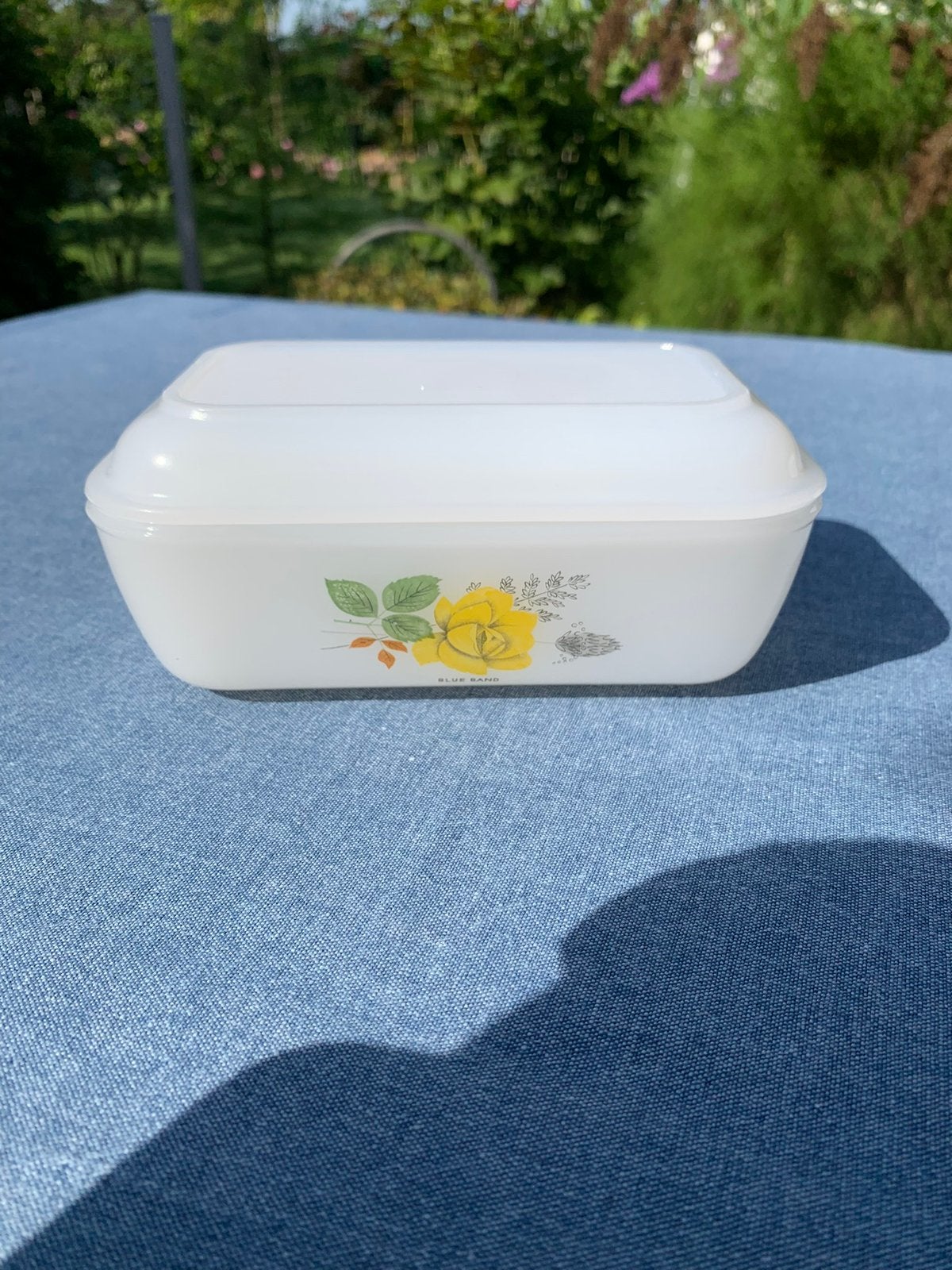 Arcopal Botervloot Gele Roos vintage Blue Band, Ophalen of Verzenden