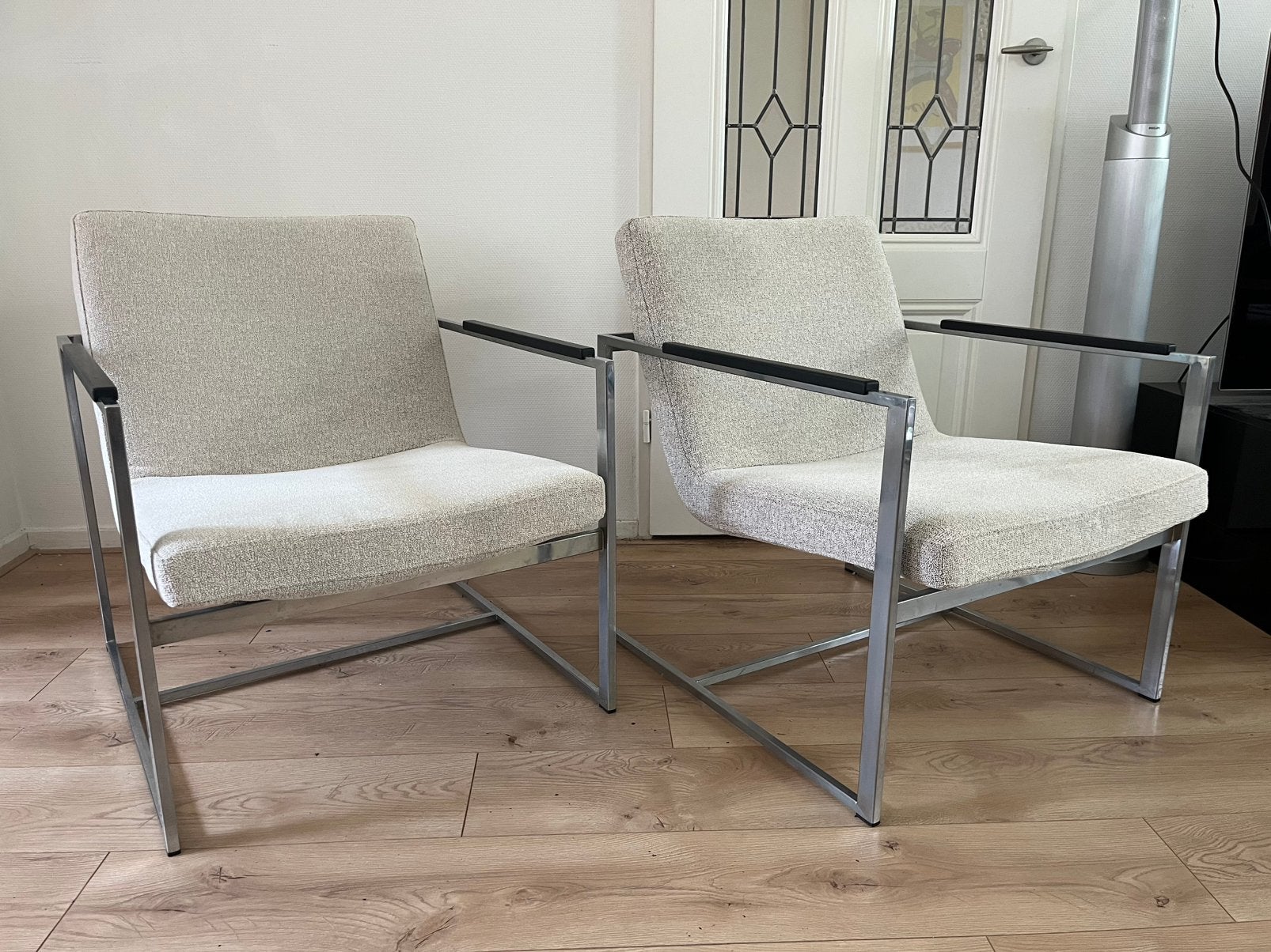 Harvink 2 Fauteuils model Oscar Ecru stof IGST. Prijs p/st., Ophalen of Verzenden, Gebruikt, Stof, Design