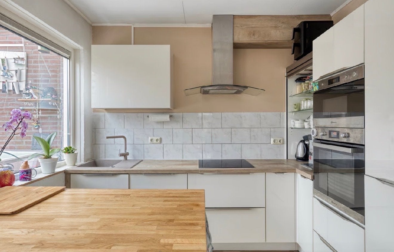2.98x2.16 Keuken wit hoogglans incl inductieplaat, Ophalen, Gebruikt, Wit, Hoekkeuken