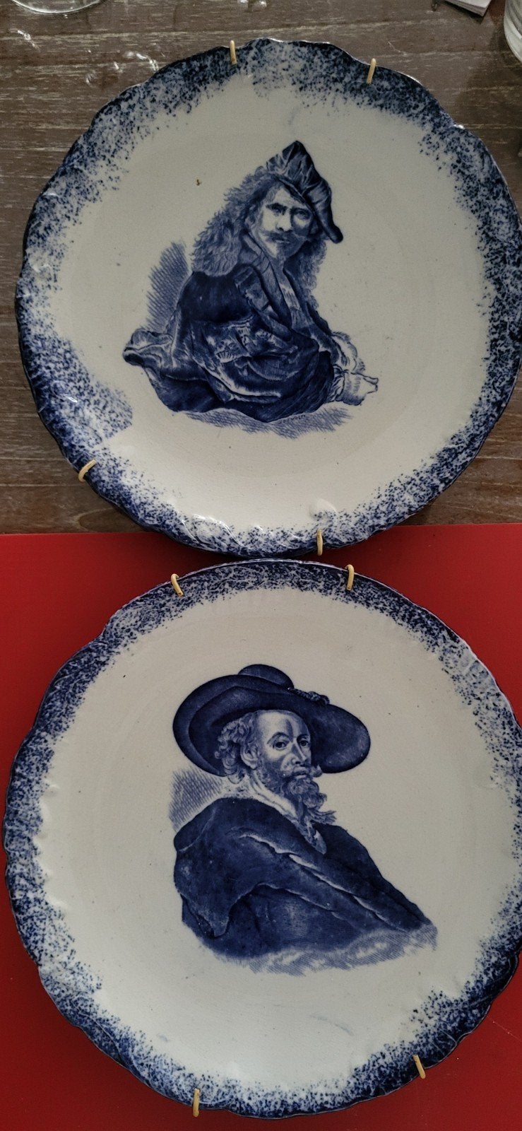 Oma's  opruiming,2 Gave wandborden ( Old blue), Antiek en Kunst, Verzenden