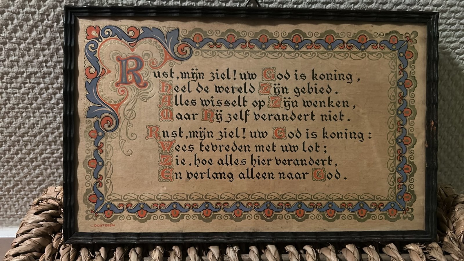 Antiek ingelijst religieus gedicht - J. Dugteren, Ophalen of Verzenden
