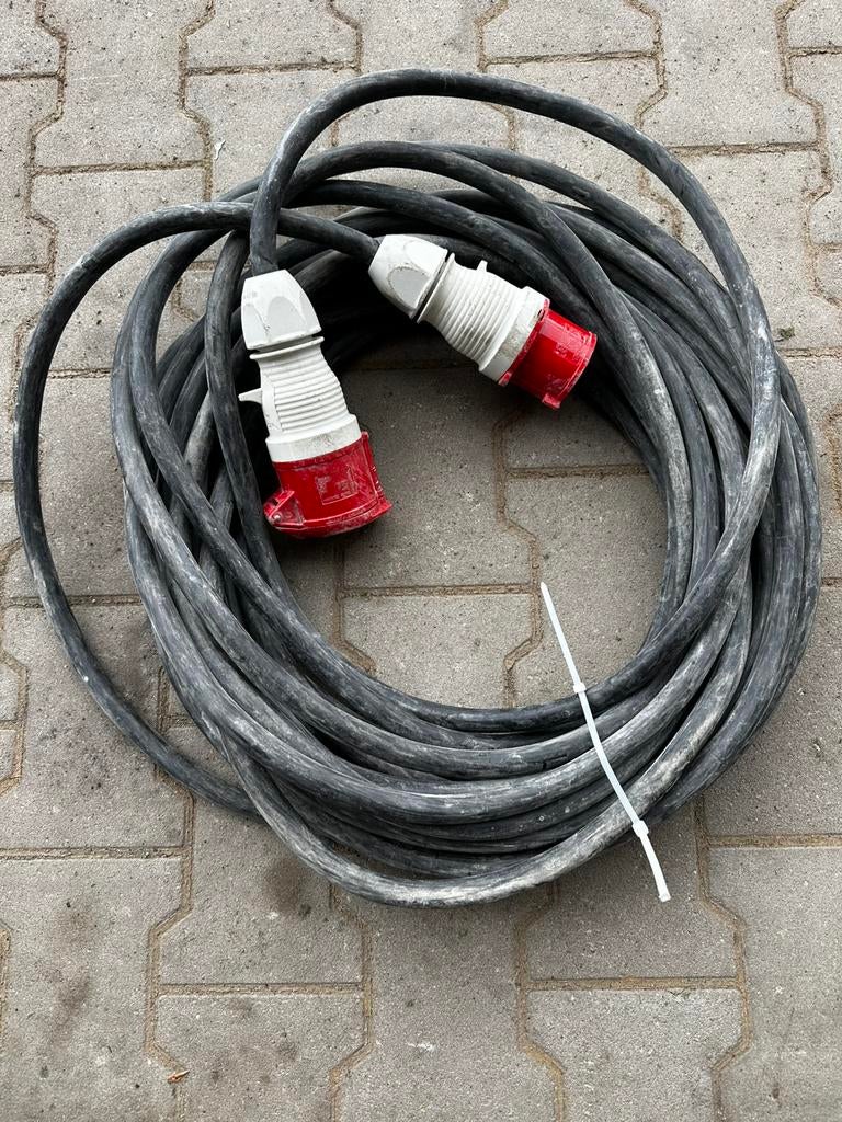 32A krachtstroom verlengkabel 25m 5G6, Ophalen of Verzenden, Zo goed als nieuw, Kabel of Snoer