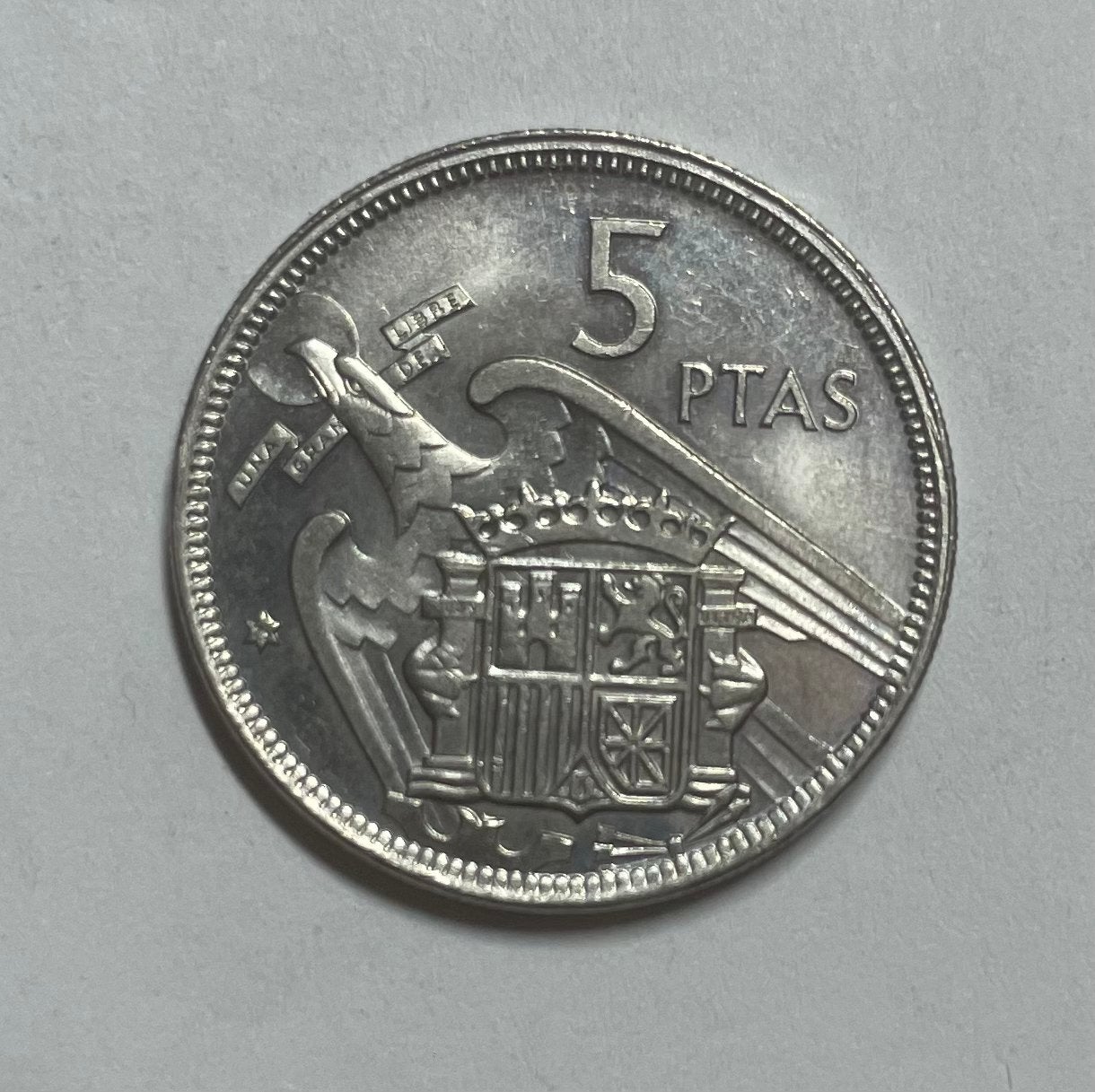 5 pesetas Spanje 1957, Ophalen of Verzenden