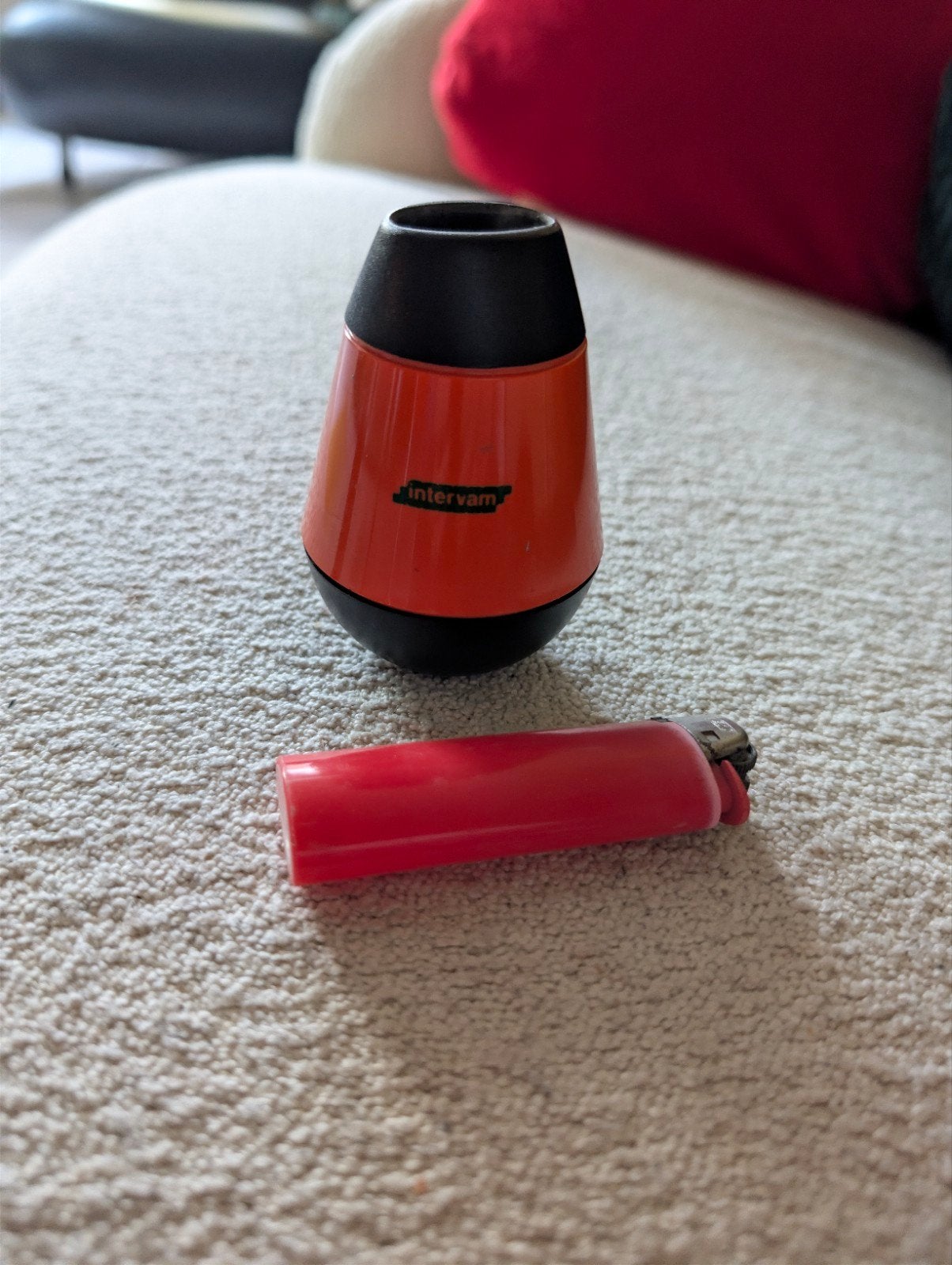 Vintage Space Age Tuimelaar Aanstekerhouder Oranje Zwart, Ophalen of Verzenden, Overige typen