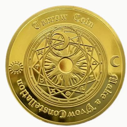 goudkleurige metalen astrologie munt in doosje 4cm, Verzenden, Nederland, Munten