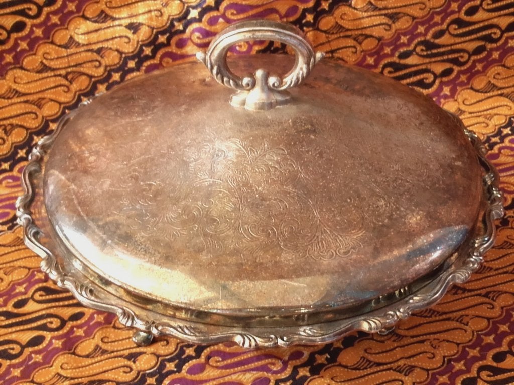 Mooie oude dekschaal uit Amerika van Oneida silverplate., Ophalen of Verzenden
